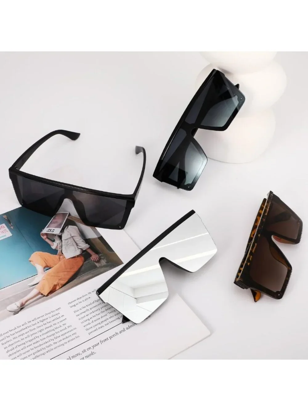 Oversized Square Flat Top Sunglasses for Women & Men - Stylish UV Protection